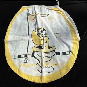 Vintage 1950’s Linen Novelty Toilet Seat Cover No Butts Double Sided Yellow